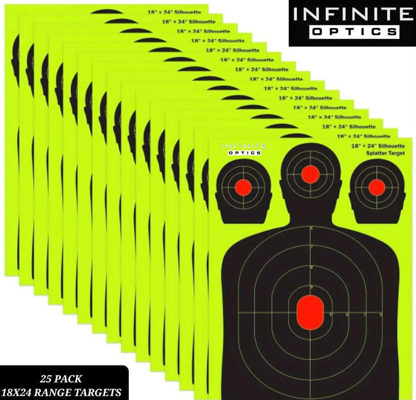 25 PACK 18x24 SPLATTER BURST TARGETS – INFINITE OPTICS CORP